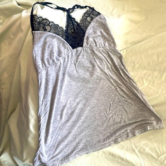 Adore Me grey and Black Lace PJ top - Picture 1 of 4
